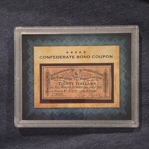 Vintage Confederate Bond Coupon Display
